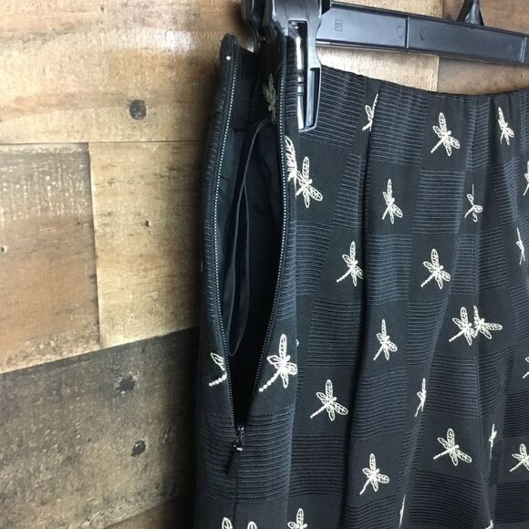 Talbots Pants Lined Dark Brown Tan Dragonfly Print Side Zipper Size 12 - Picture 4 of 8